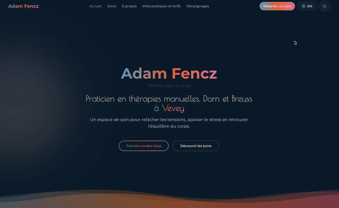 fenadam.ch Startseite Dark Mode