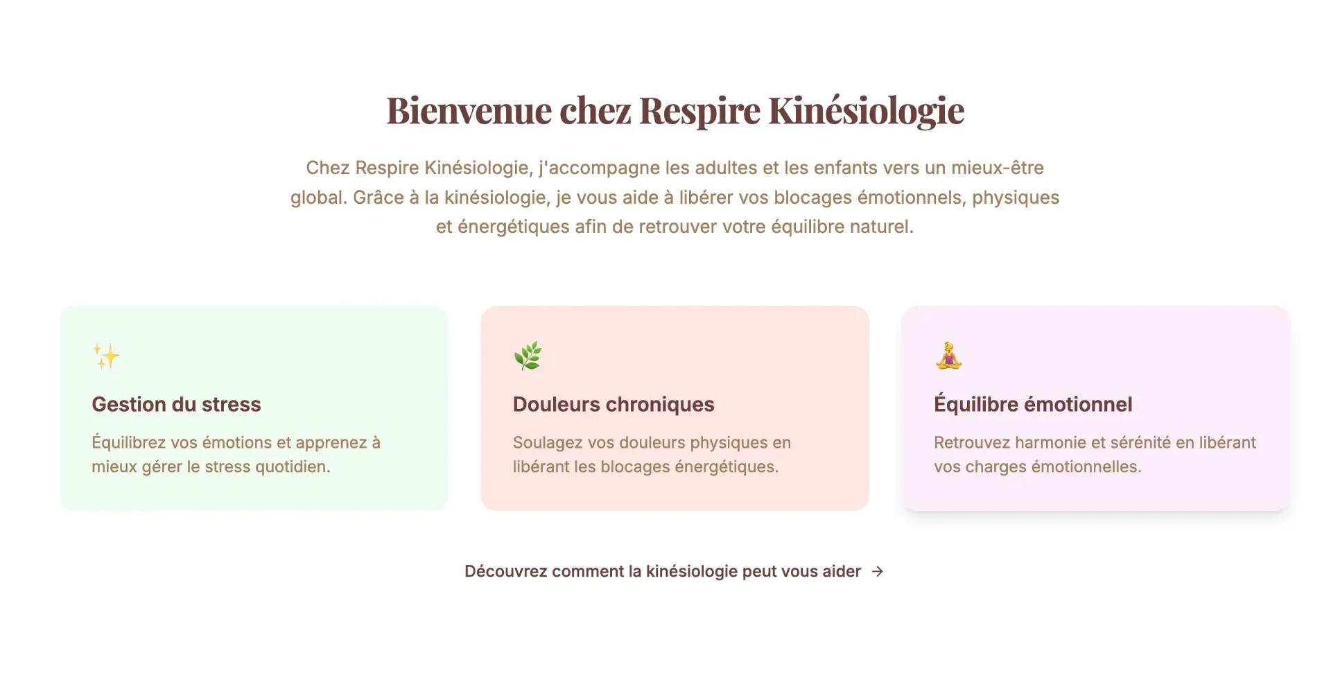 Dienstleistungen Respire Kinésiologie